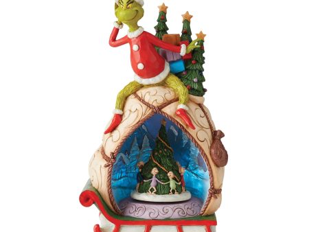 Grinch w Lited Rotatable Scene Discount