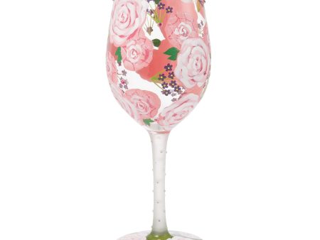 Pretty as a Peony Wine Glass Online now