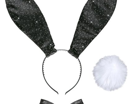 Bunny Set glitzer schwarz 3-teilig on Sale