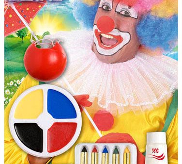 Clown Make-Up Set 6-teilig mit Nase on Sale