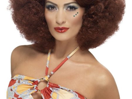 70er Jahre Afro Disco Perücke braun für Damen Online now