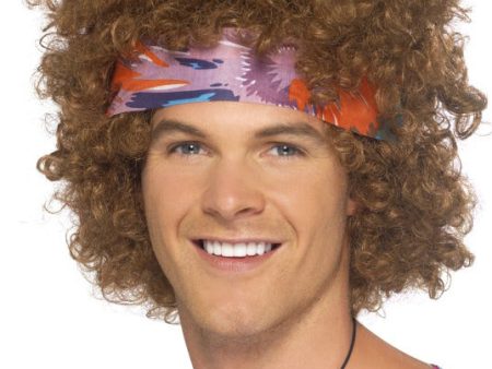 Hippie Afro Perücke braun mit Stirnband Online Sale