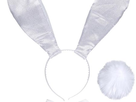 Bunny Set glitzer weiß 3-teilig Fashion