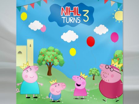 Peppa Pig Theme Customized Square Backdrop For Discount