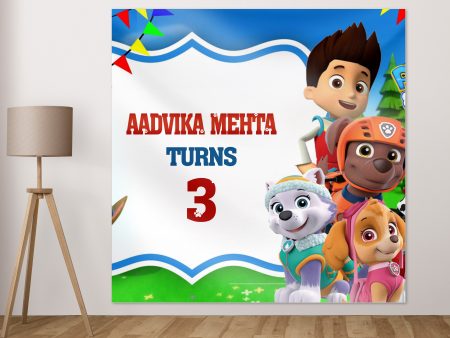 Paw Patrol Theme Personalized Square Backdrop Online